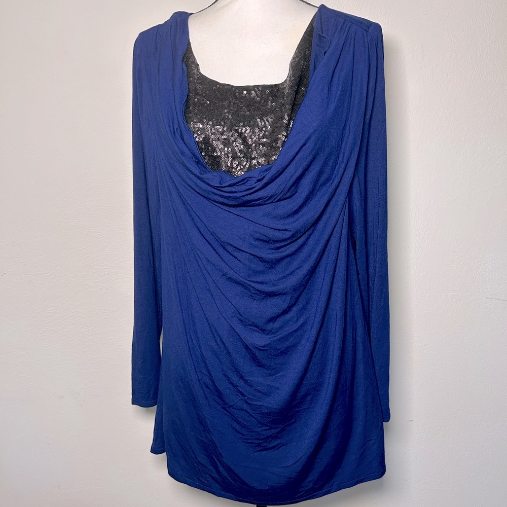 Lysse Blue Sequin Tunic Blouse